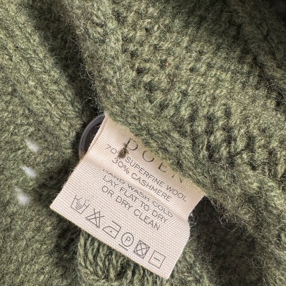 DOEN Green Cable Knit Cardigan. Cashmere & Wool - Picture 5 of 6